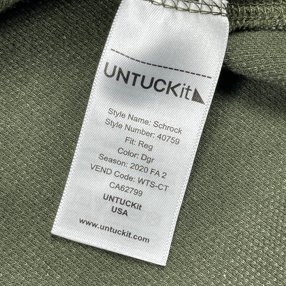 Untuckit Shirt‎ Mens Large Dark Green Textured Henley Casual Preppy Workwear - Picture 9 of 15